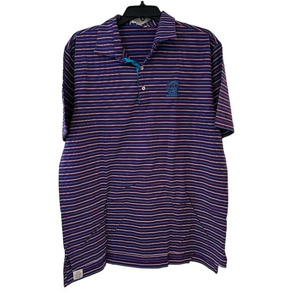 Peter Millar Other - Peter Millar Country Club Golf Polo Shirt Purple‎ Turquoise White Striped Large
